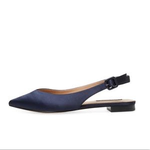 Ava & Aiden Navy Satin Flats